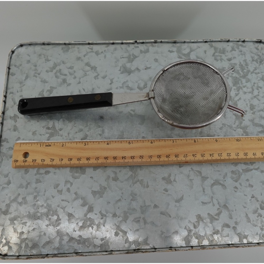 Vintage Maid of Honor Stainless Steel Mesh Strainer Sifter Black Handle 9.5 Inch